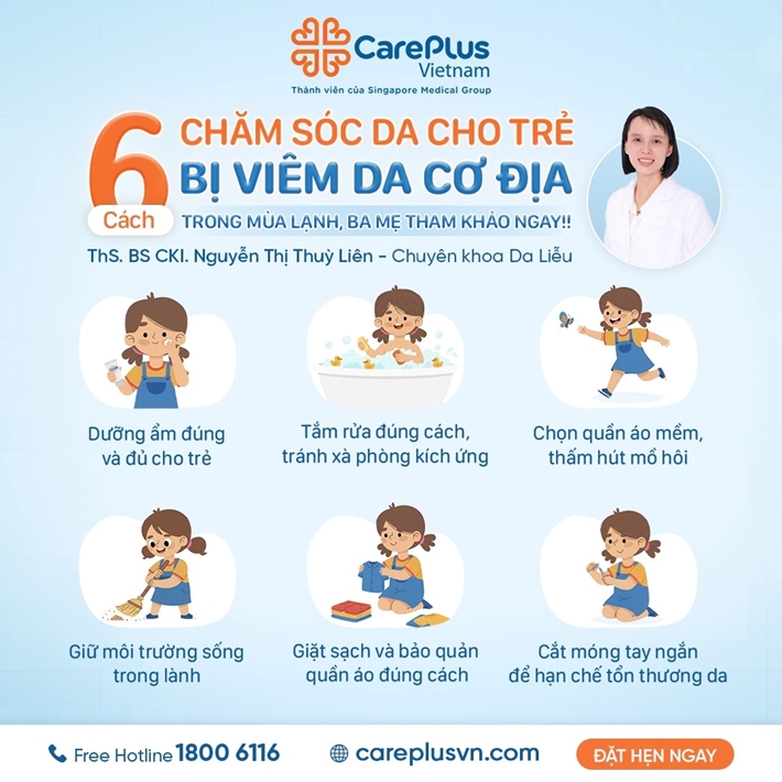 6 CÁCH CHĂM SÓC DA CHO TRẺ MẮC VIÊM DA CƠ ĐỊA TRONG MÙA LẠNH  