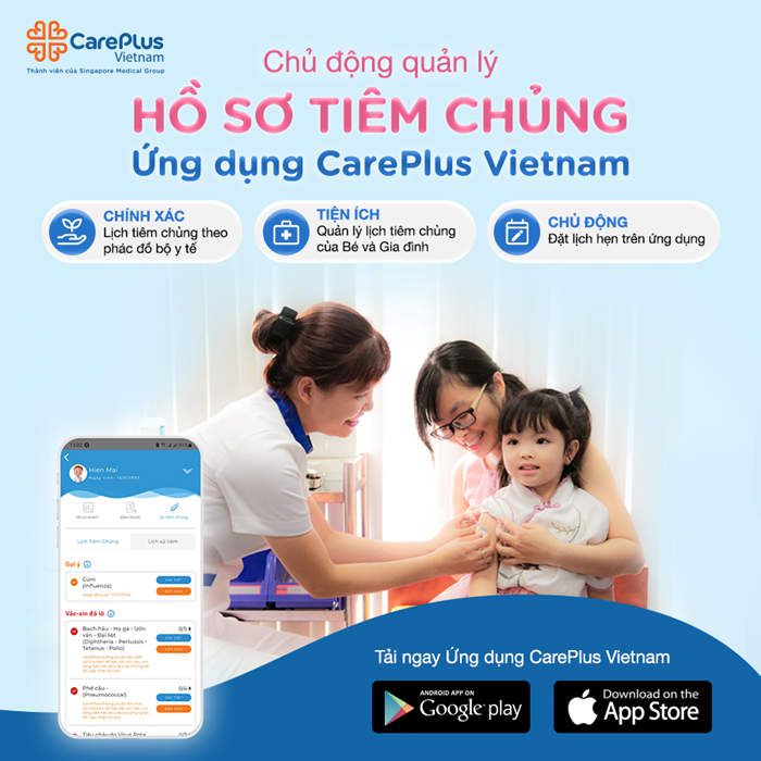 Chủ động quản lý HỒ SƠ VẮC-XIN trên ứng dụng CarePlus Vietnam