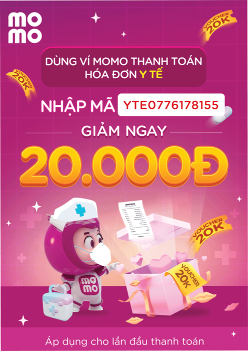 NHẬP MÃ ƯU ĐÃI, GIẢM THÊM 20.000Đ KHI THANH TOÁN BẰNG VÍ MOMO CHO HÓA ĐƠN TỪ 60.000Đ