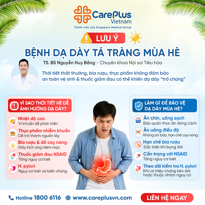 CẨN TRỌNG VỚI BỆNH LÝ DẠ DÀY - TÁ TRÀNG TRONG MÙA HÈ 