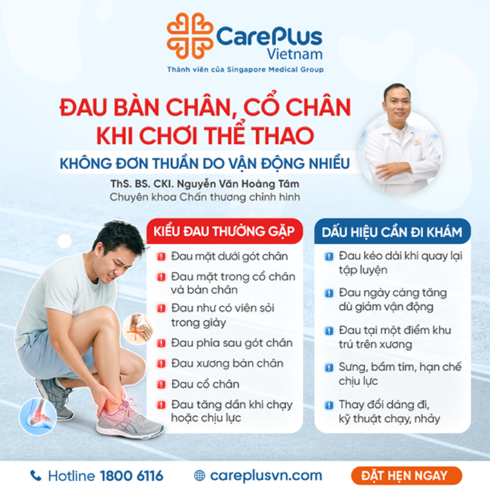 ĐAU BÀN CHÂN, CỔ CHÂN KHI CHƠI THỂ THAO - KHÔNG ĐƠN THUẦN DO VẬN ĐỘNG NHIỀU 