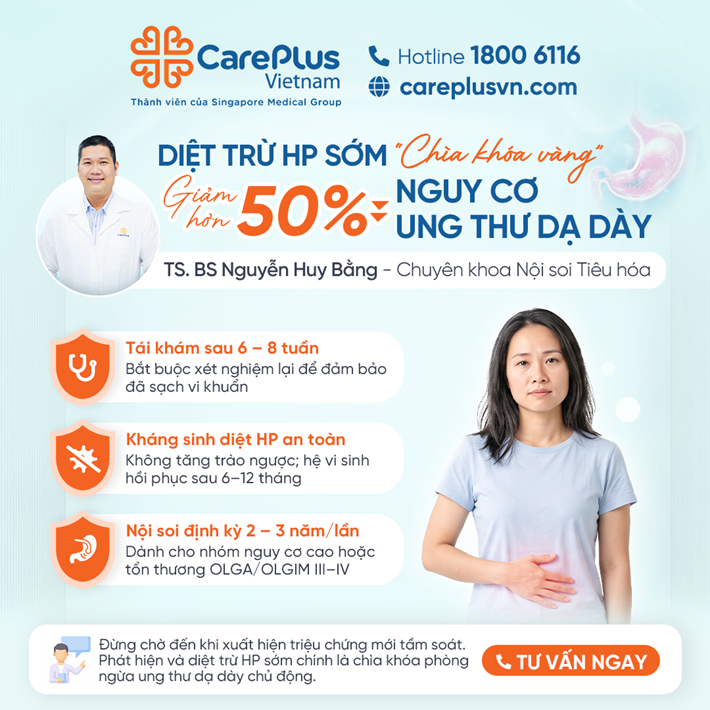 DIỆT TRỪ HP SỚM "CHÌA KHÓA VÀNG" GIẢM HƠN 50% NGUY CƠ UNG THƯ DẠ DÀY 